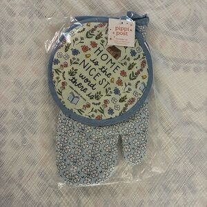 NEW Pippi Post Laura Ingalls quote Oven Mitt and Pot Holder Set